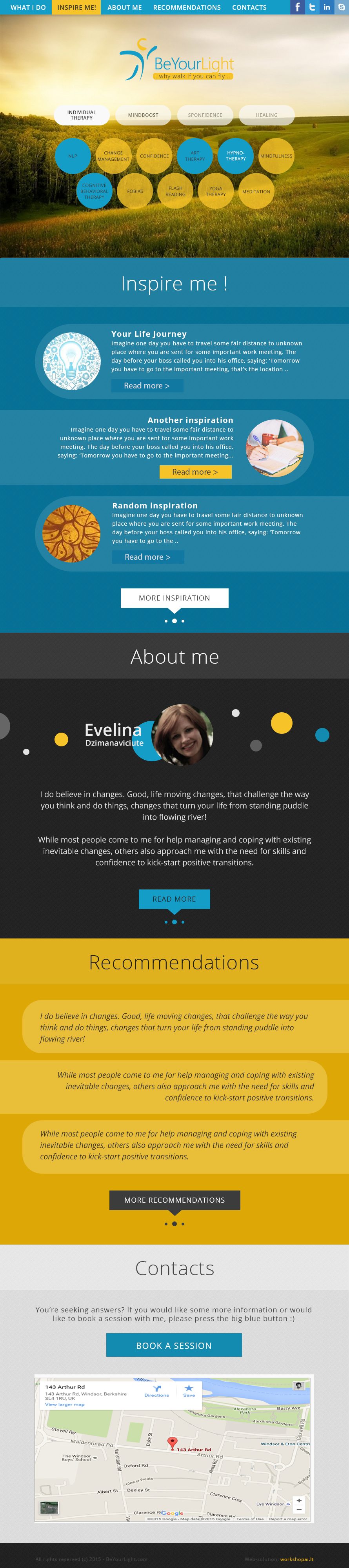 BeYourLight — full long-form page design