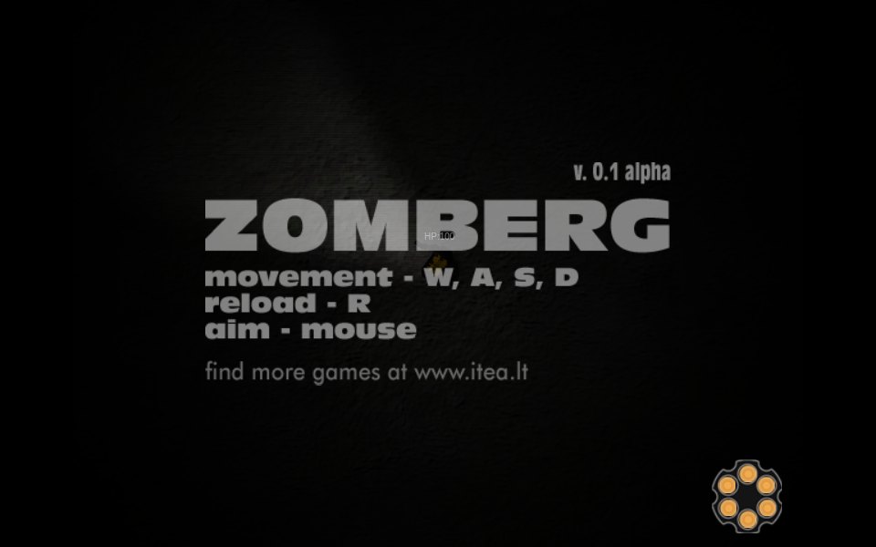 Zomberg — title screen with controls